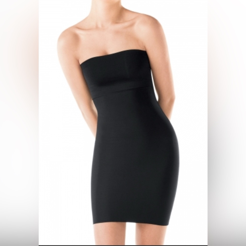 Spanx Hide & Sleek Strapless Full Slip Dress Black Size XL